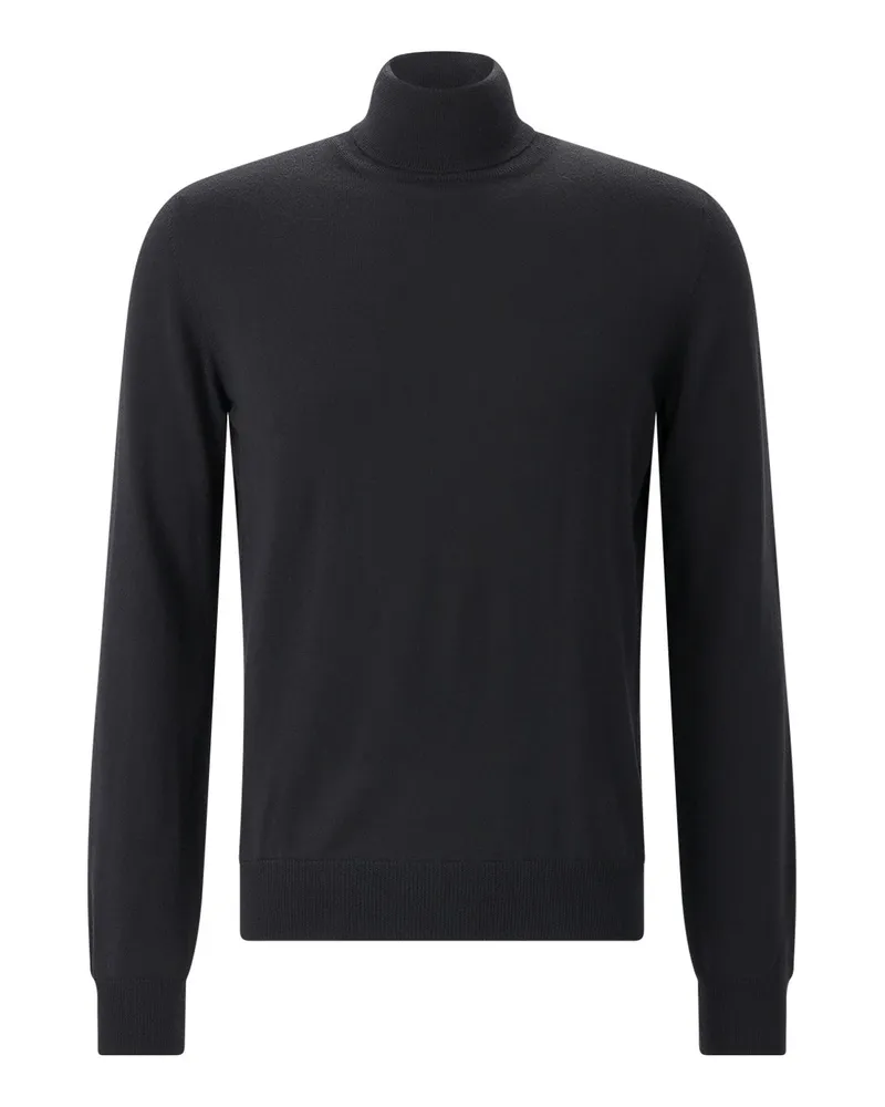 Gran Sasso Rollkragenpullover aus Schurwolle Schwarz