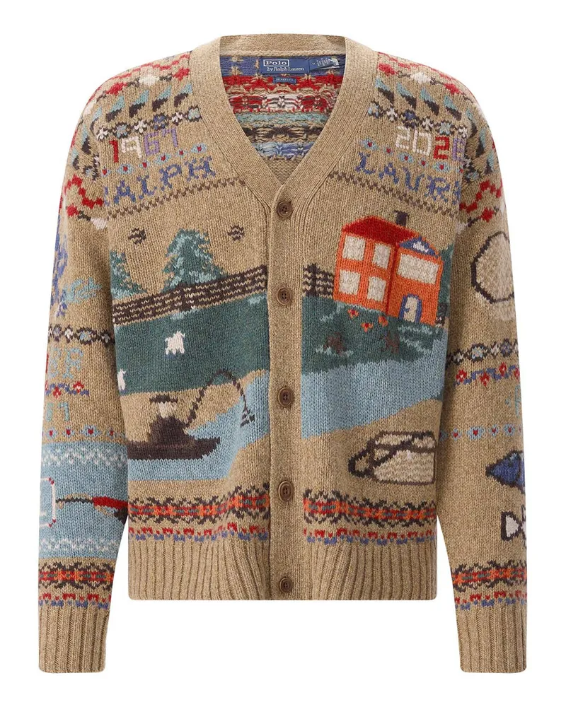 Ralph Lauren Strickjacke aus Wolle Hellbraun