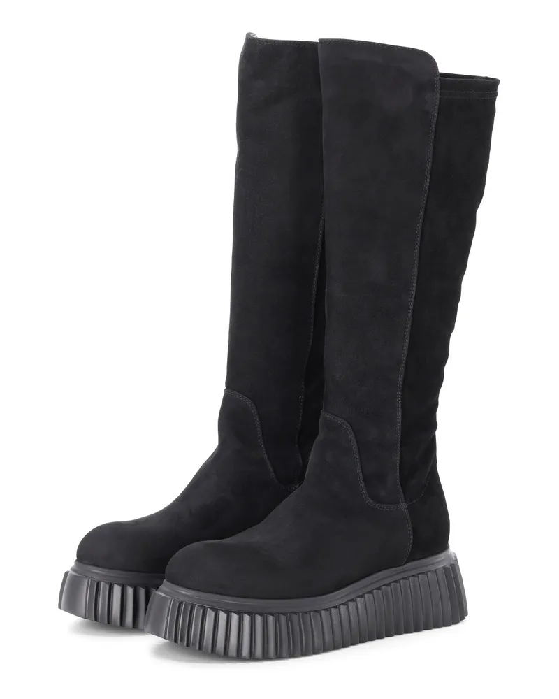 Attilio Giusti Leombruni Stiefel Gloria aus Stretch-Veloursleder Schwarz
