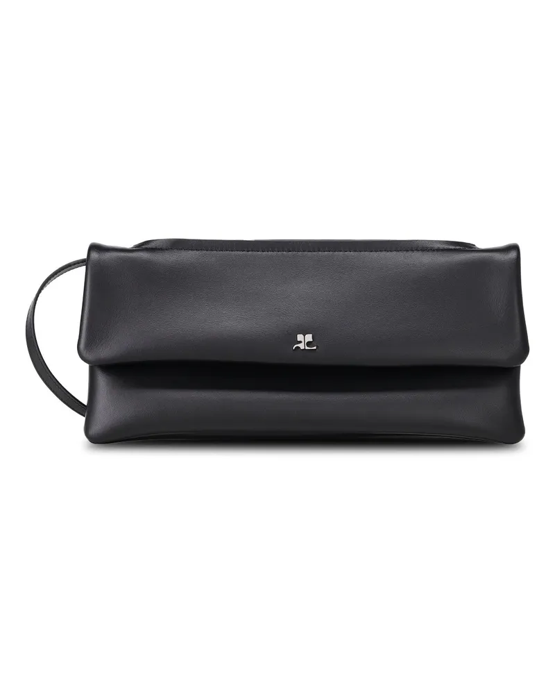 Courrèges Cuff Clutch aus Leder Schwarz
