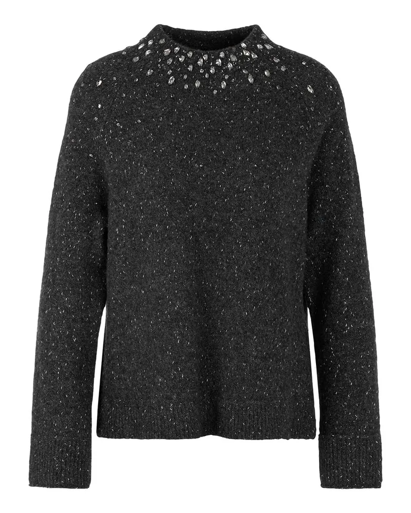 Marc Cain Pullover mit Schmucksteinen Dunkelgrau