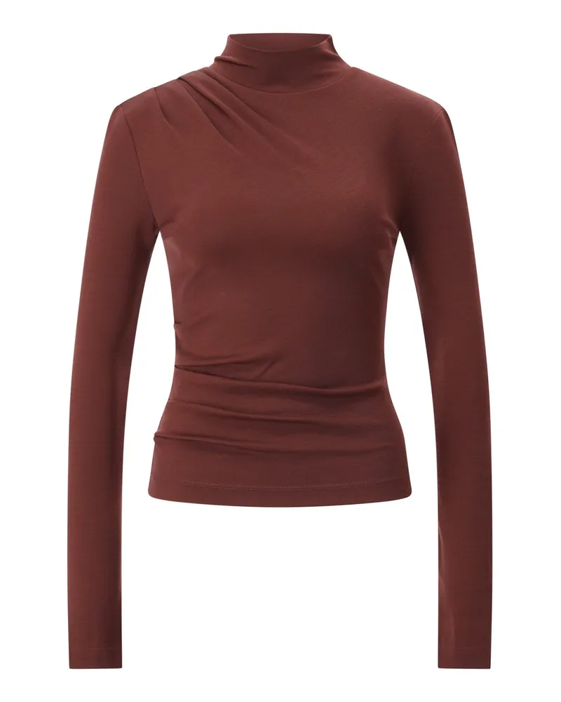Max Mara Langarmshirt Orme mit Stehkragen Braun