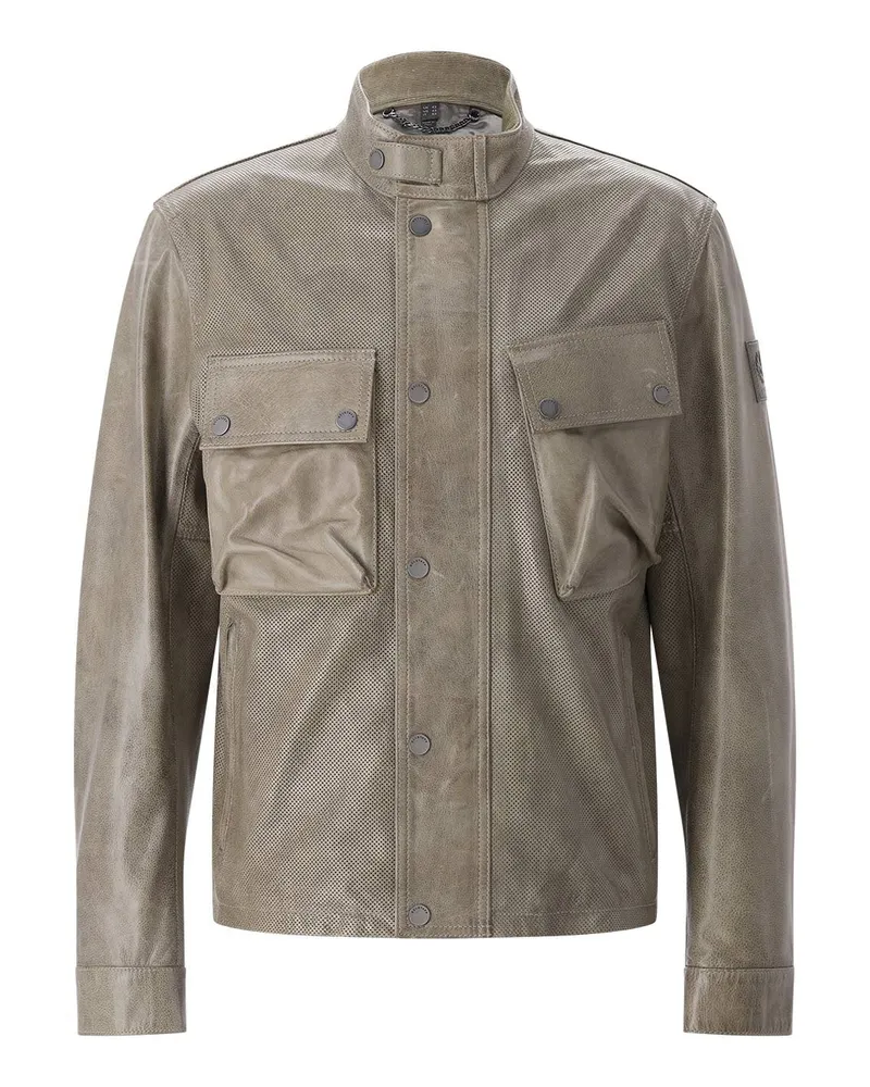 Belstaff Jacke aus Leder Graugrün