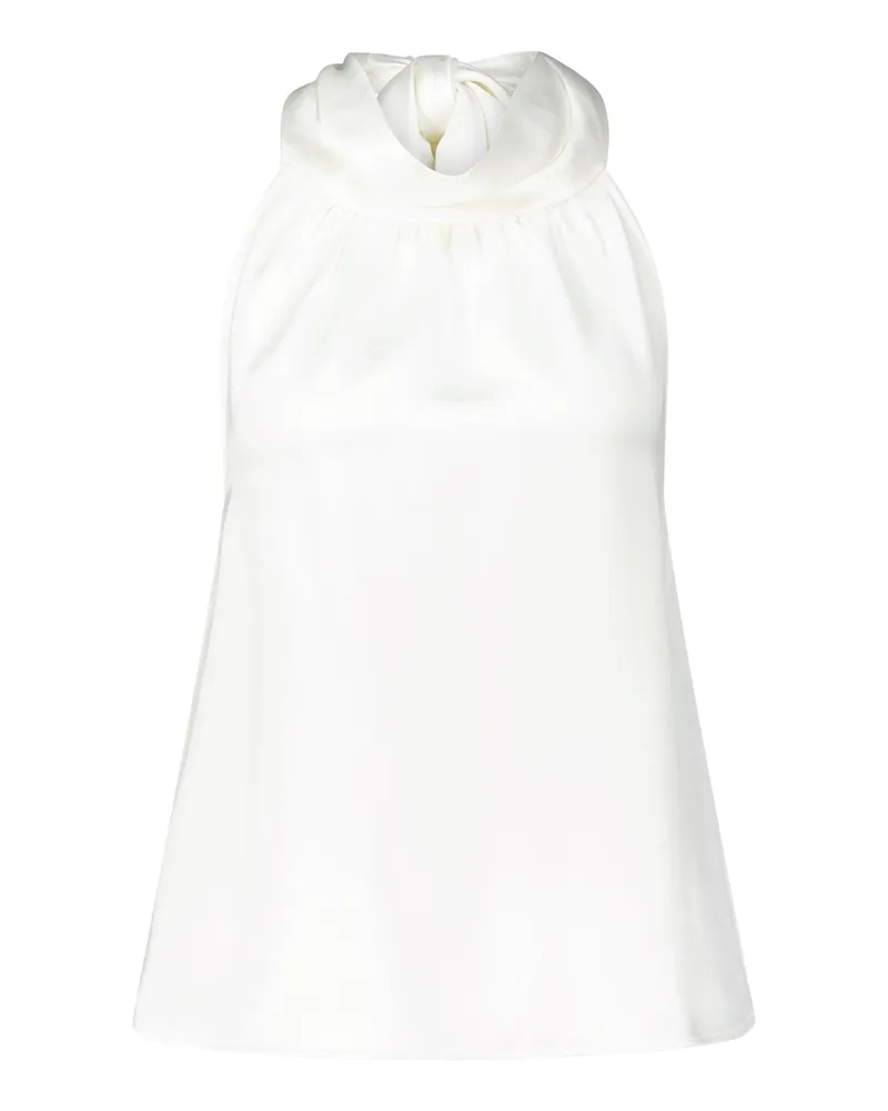 HUGO BOSS Top Charloti in Satin-Optik mit Bindeband Weiß