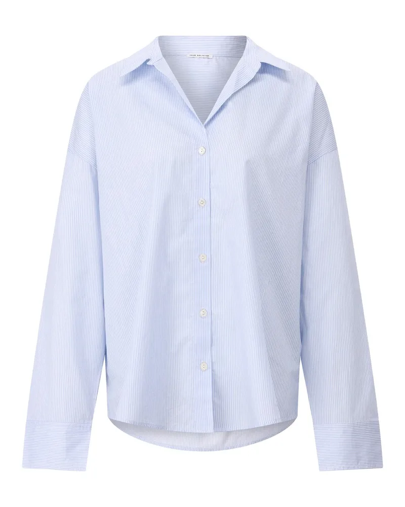 True Religion Oversized Bluse mit Streifen Hellblau