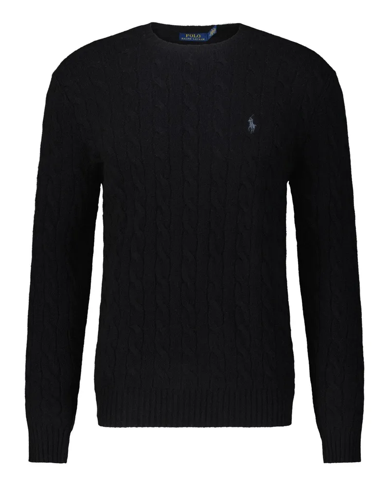 Ralph Lauren Strickpullover mit Zopfmuster Schwarz