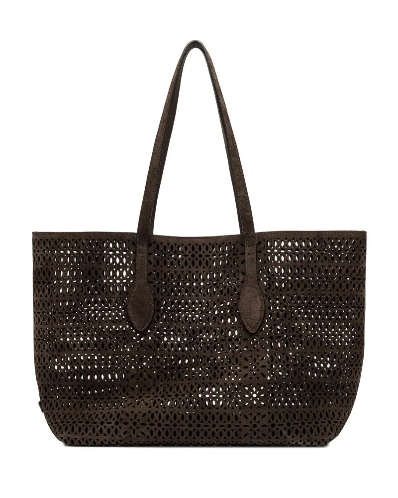 Gianni Chiarini Shopper aus Veloursleder Dunkelbraun