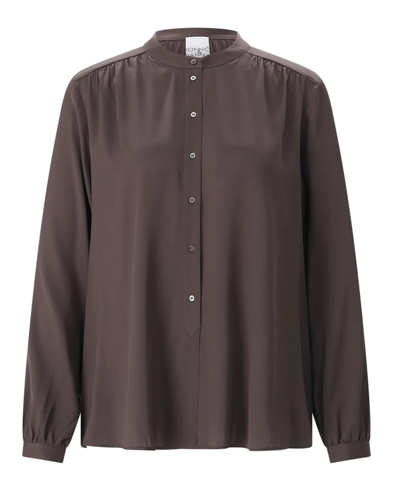 tonno e panna Hemdbluse aus Seiden-Mix Dunkelbraun