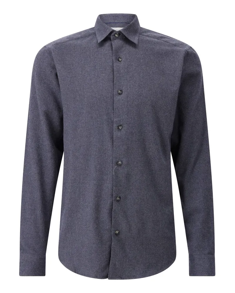Eton Regular-Fit Flanellhemd aus Baumwolle Dunkelblau