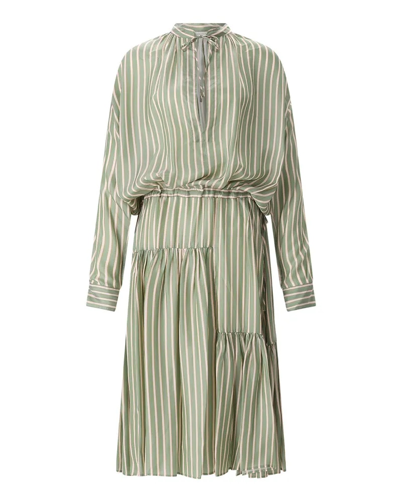 Dries van Noten Gestreiftes Midikleid Denvo Grün