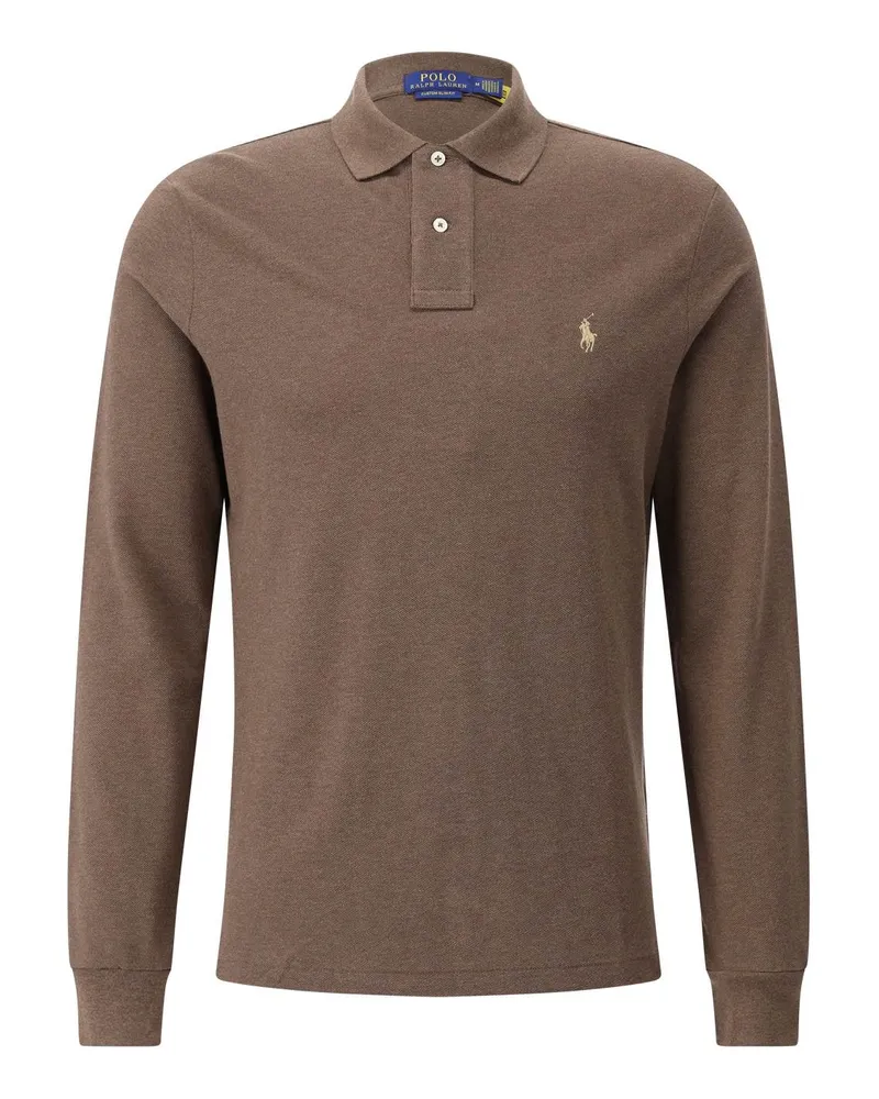 Ralph Lauren Langarm-Poloshirt mit Logo Braun