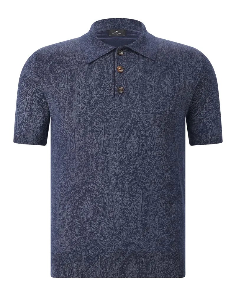 Etro Poloshirt aus Wolle & Seide Dunkelblau
