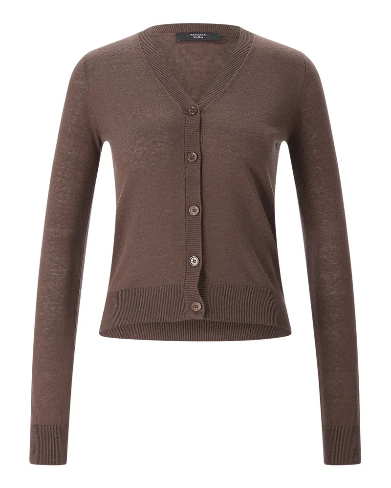 Max Mara Strickjacke Adesso aus Seide & Leinen Braun