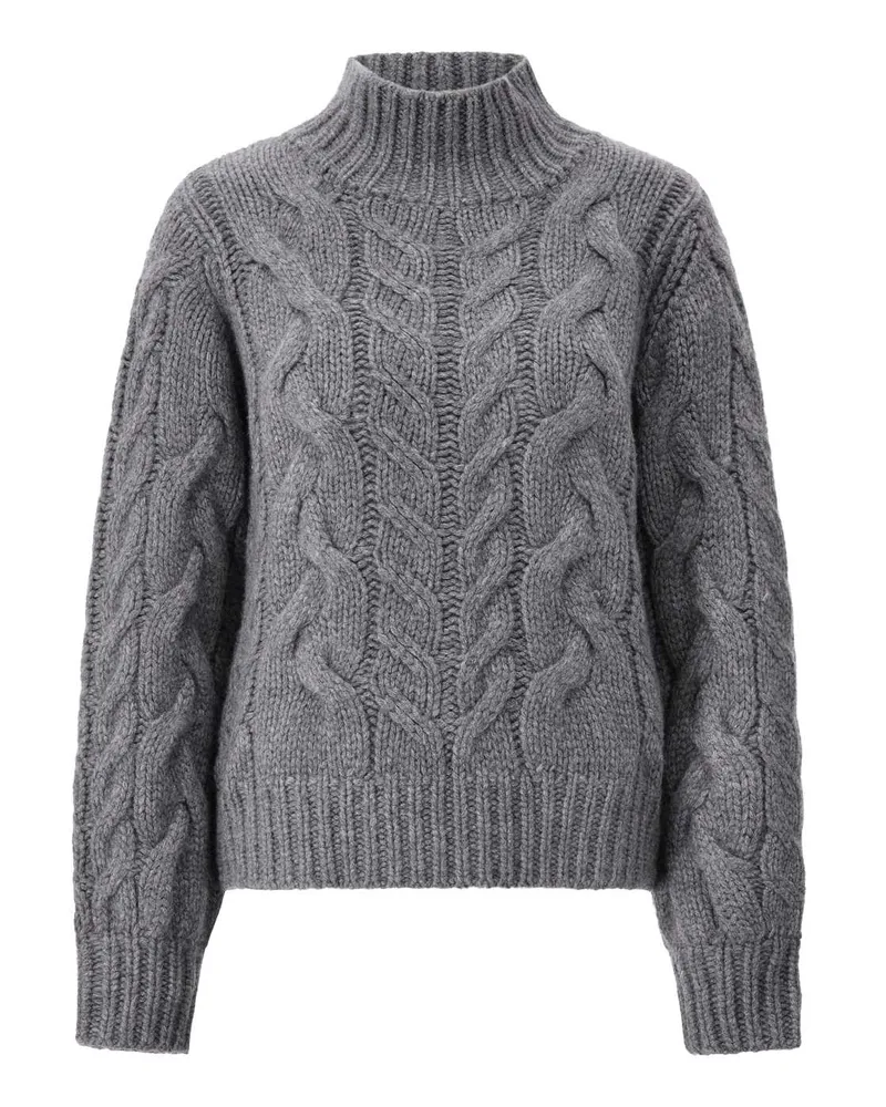 Stephan Boya Kaschmirpullover aus Zopfstrick Dunkelgrau