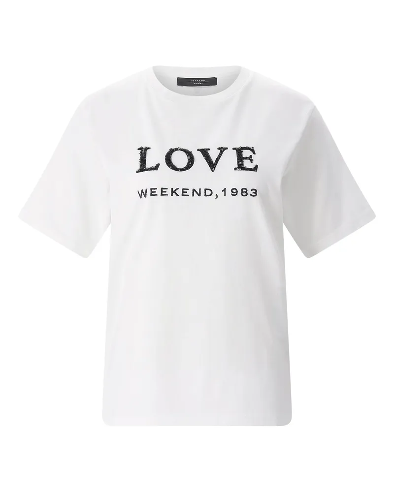 Max Mara T-Shirt Agile mit Pailletten Weiß
