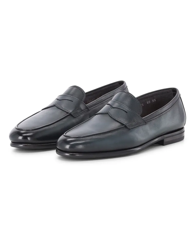 Santoni Loafer aus Leder Dunkelblau