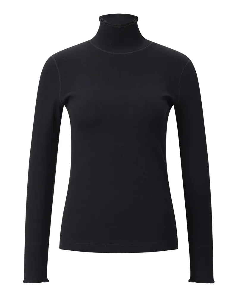 Marc Cain Langarmshirt mit doppeltem Stehkragen Schwarz