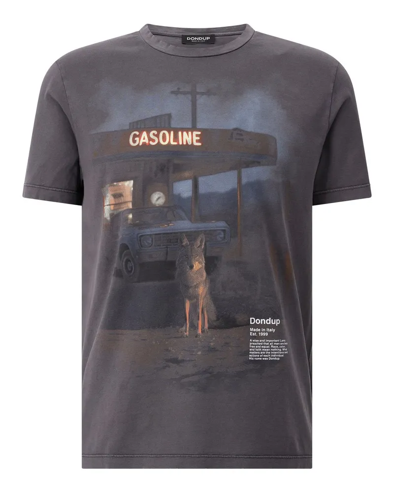 Dondup T-Shirt mit Print Dunkelgrau