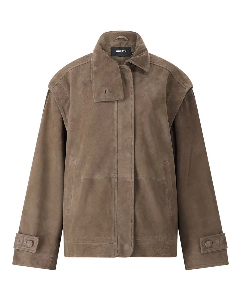 ROTATE Birger Christensen Oversized Lederjacke Braun