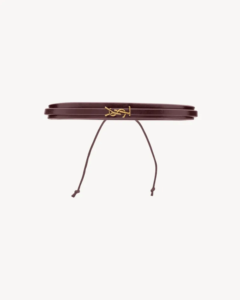 Saint Laurent Cassandre Armband aus Leder Dunkelrot