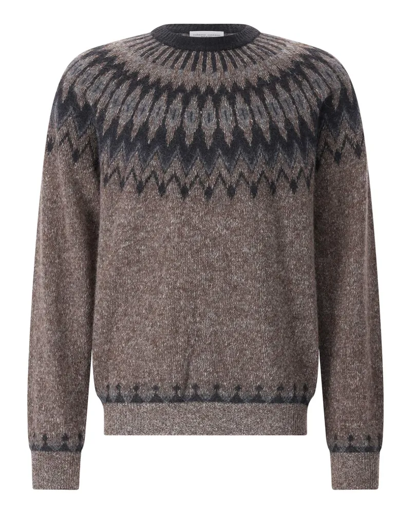 Roberto Collina Pullover aus Alpaka-Woll-Mix Dunkelbraun