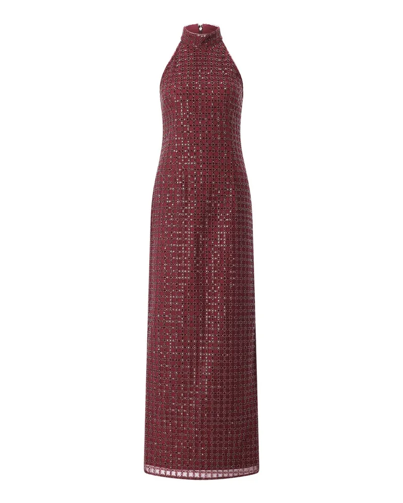 ROTATE Birger Christensen Maxikleid mit Pailletten Dunkelrot