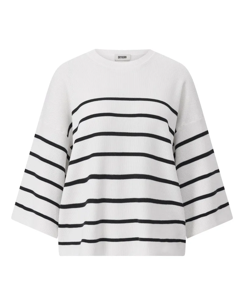 Drykorn Oversized Pullover Nilay mit Streifen Schwarz