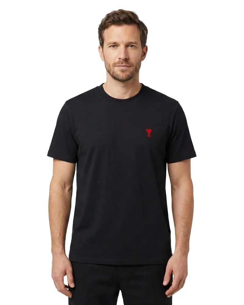 AMI Paris T-Shirt mit Logo Schwarz