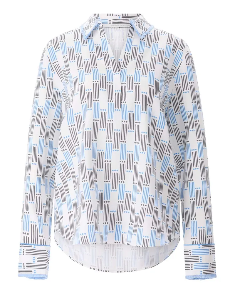 Herzen's Angelegenheit Seidenbluse mit Muster Weiß