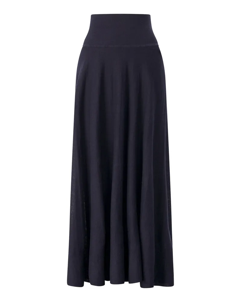 SMINFINITY Maxirock aus Seide & Leinen Dunkelblau