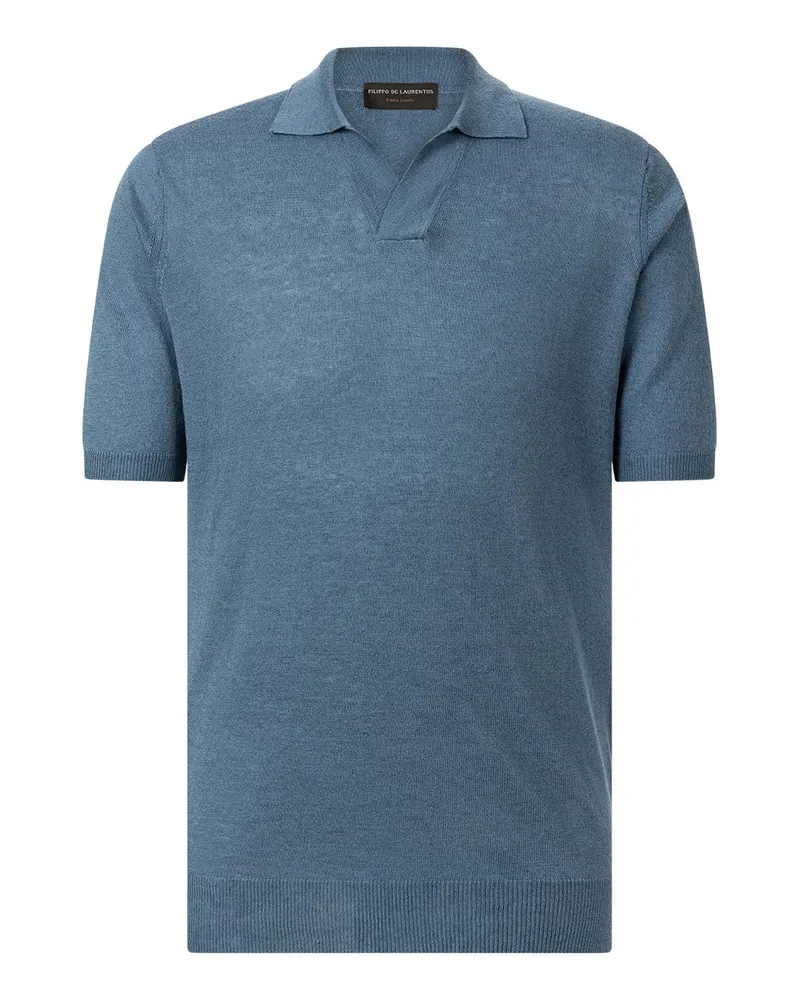 Filippo de Laurentiis Poloshirt aus Baumwolle & Leinen Blau