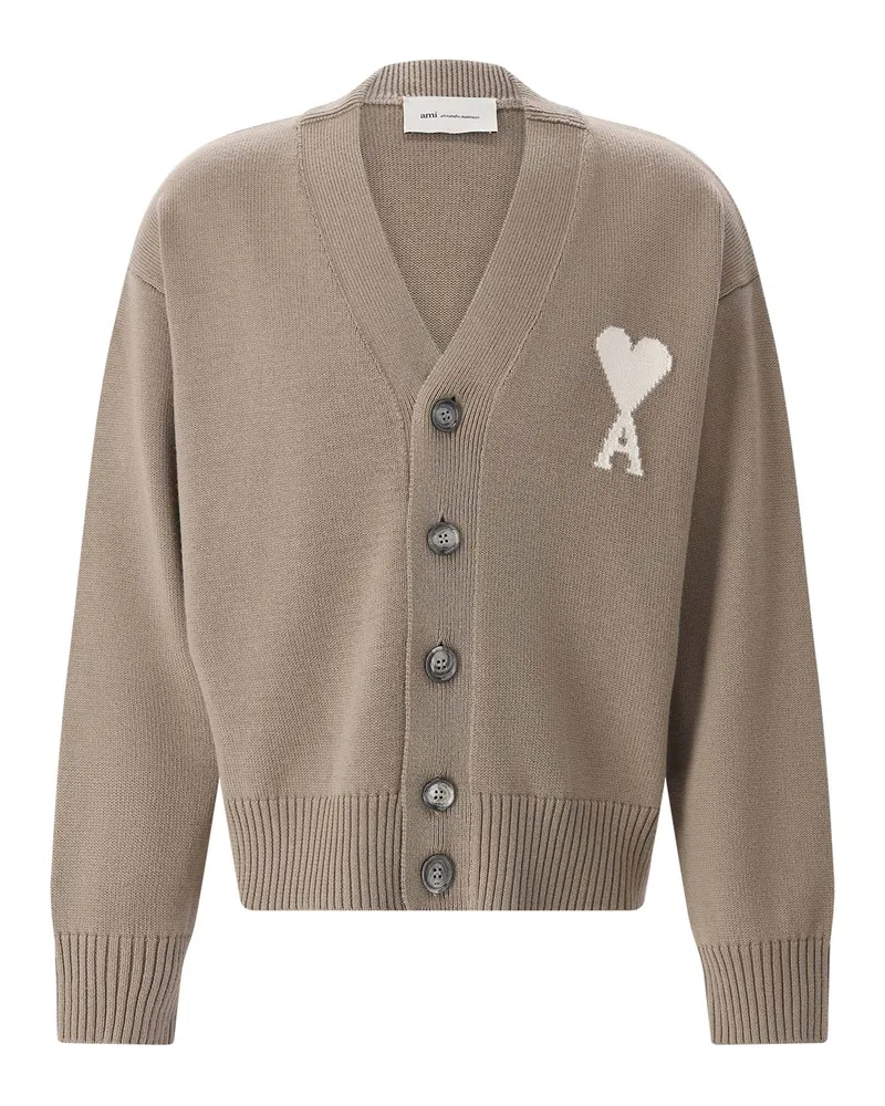 AMI Paris Cardigan mit Logo Braun