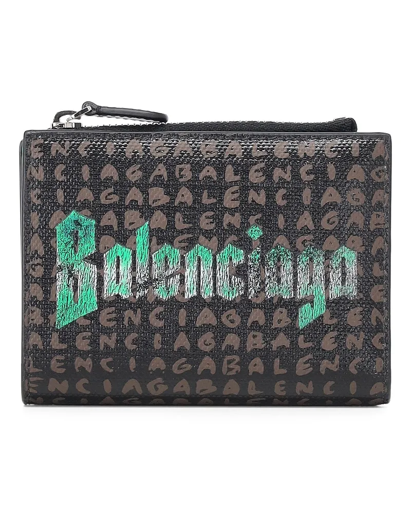 Balenciaga Portemonnaie aus Baumwoll-Mix Dunkelbraun
