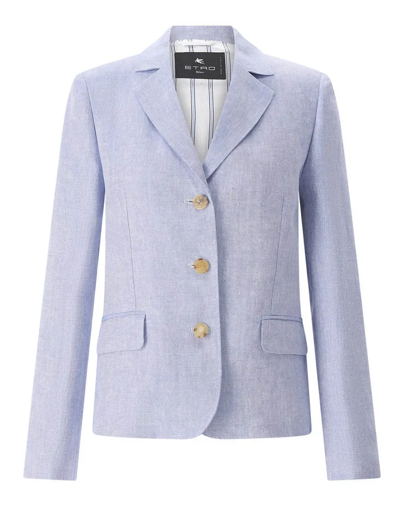 Etro Blazer aus Leinen Hellblau