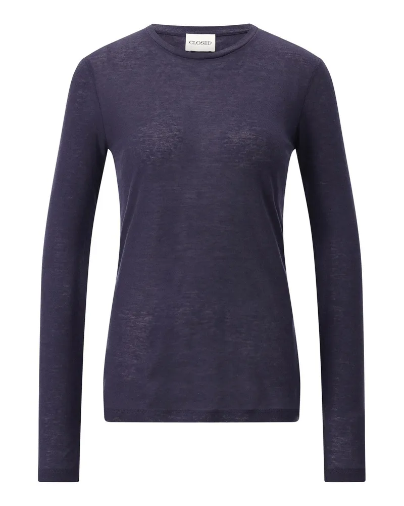 Closed Langarmshirt aus Woll-Mix Dunkelblau