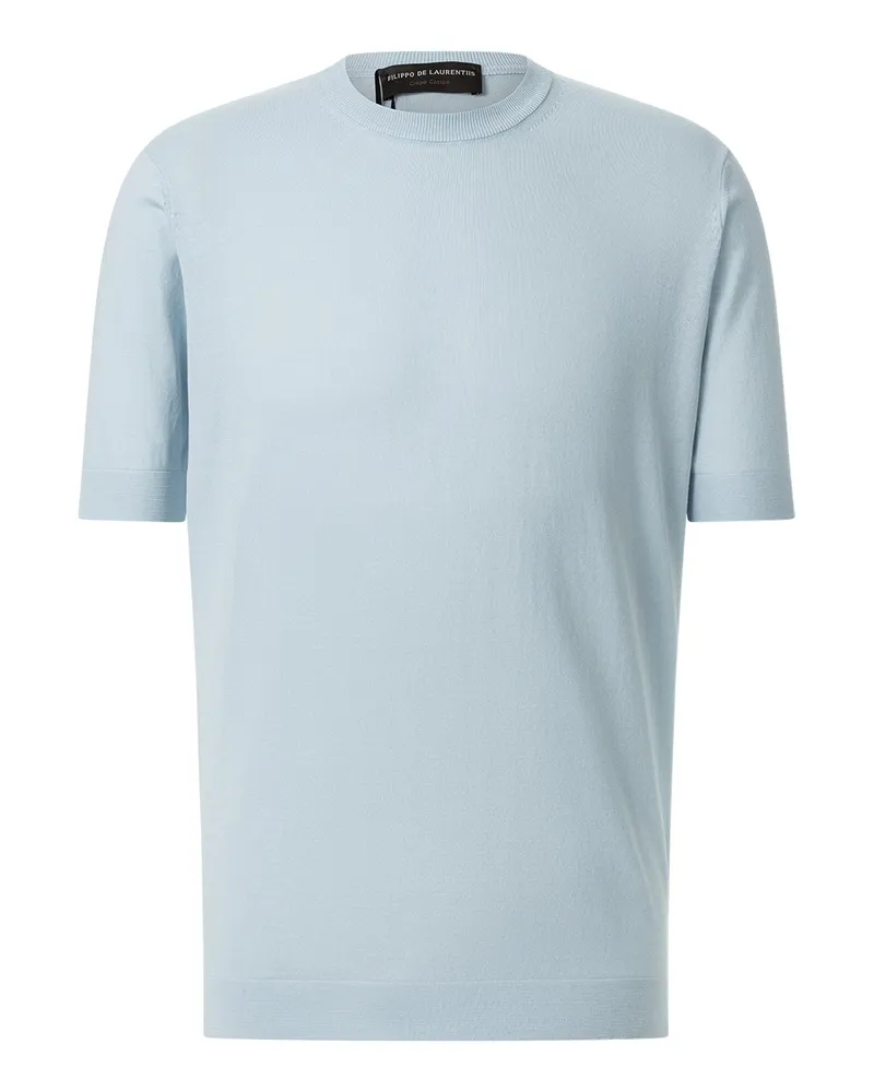 Filippo de Laurentiis T-Shirt aus Crêpe-Baumwolle Hellblau