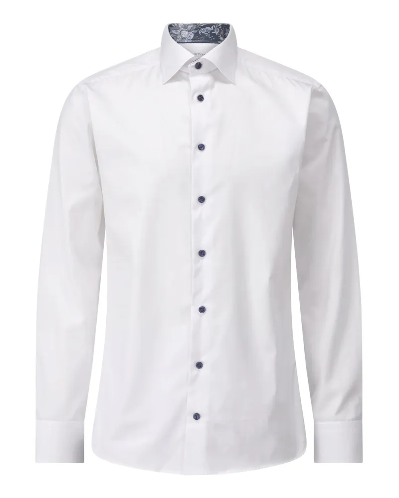 Eton Slim-Fit Baumwollhemd mit floralen Details Weiß