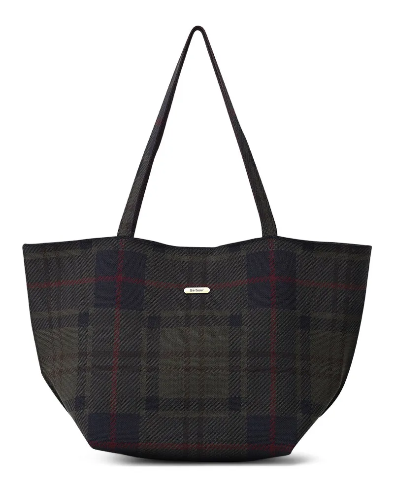 Barbour Tote Bag Layla Tartan Large Dunkelgrün