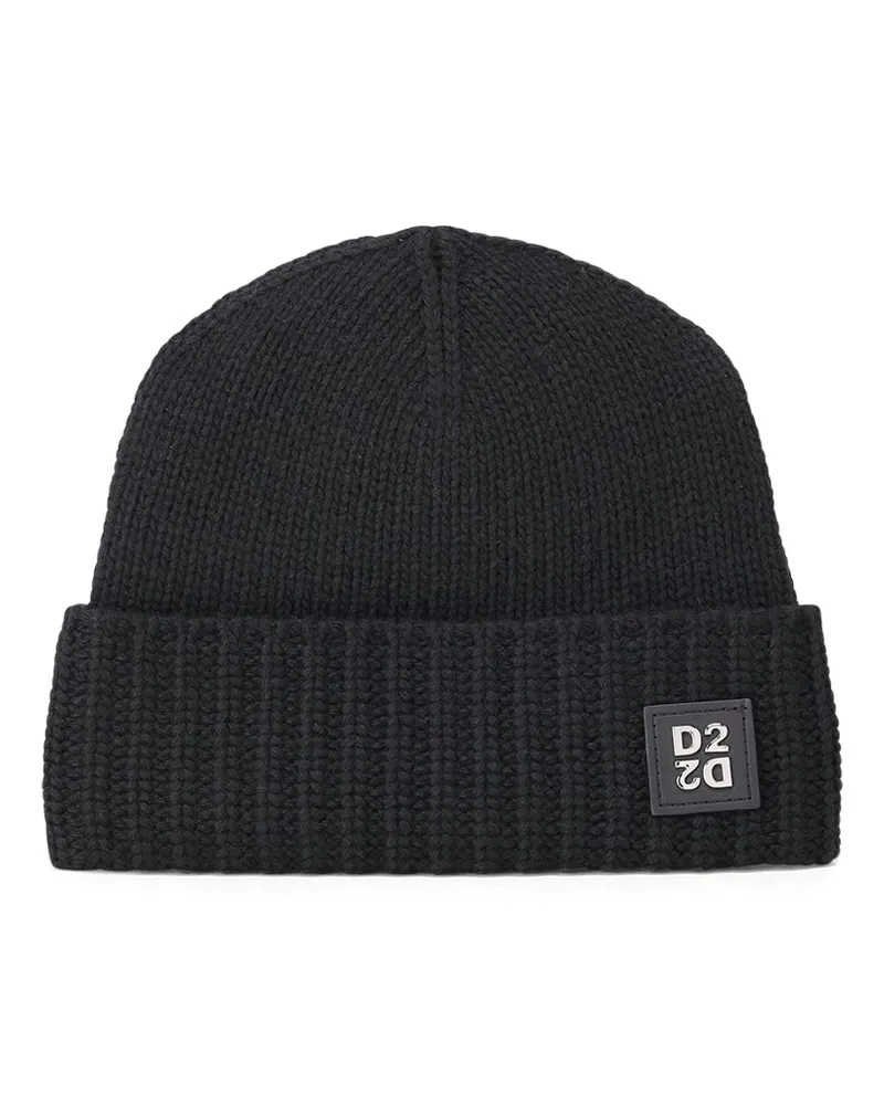 Dsquared2 Mütze aus Woll-Kaschmir-Mix Schwarz