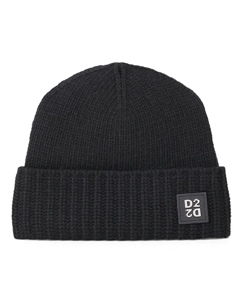 Dsquared2 Mütze aus Woll-Kaschmir-Mix Schwarz
