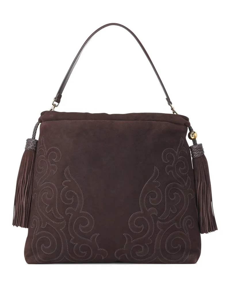Etro Tasche Kalispera aus Veloursleder Dunkelbraun