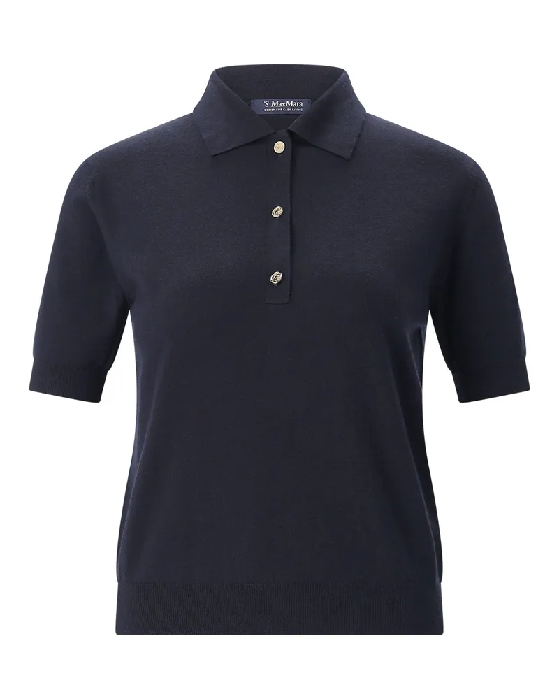 Max Mara Polo Pomposa mit Seide & Kaschmir Navy