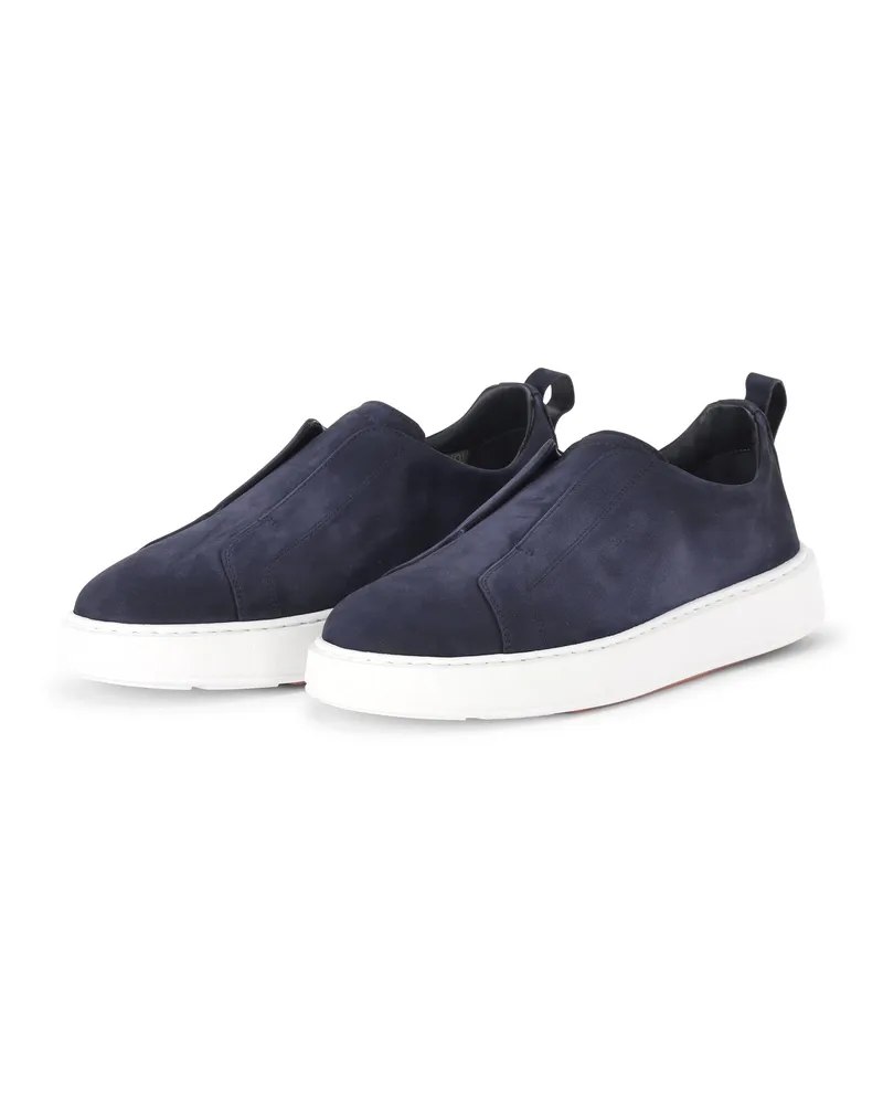 Santoni Slip-On Sneaker aus Veloursleder Dunkelblau