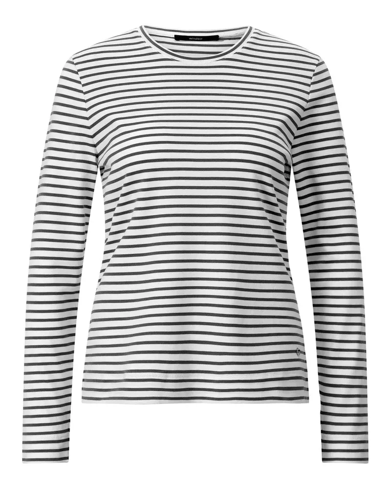 windsor. Gestreiftes Langarmshirt Schwarz