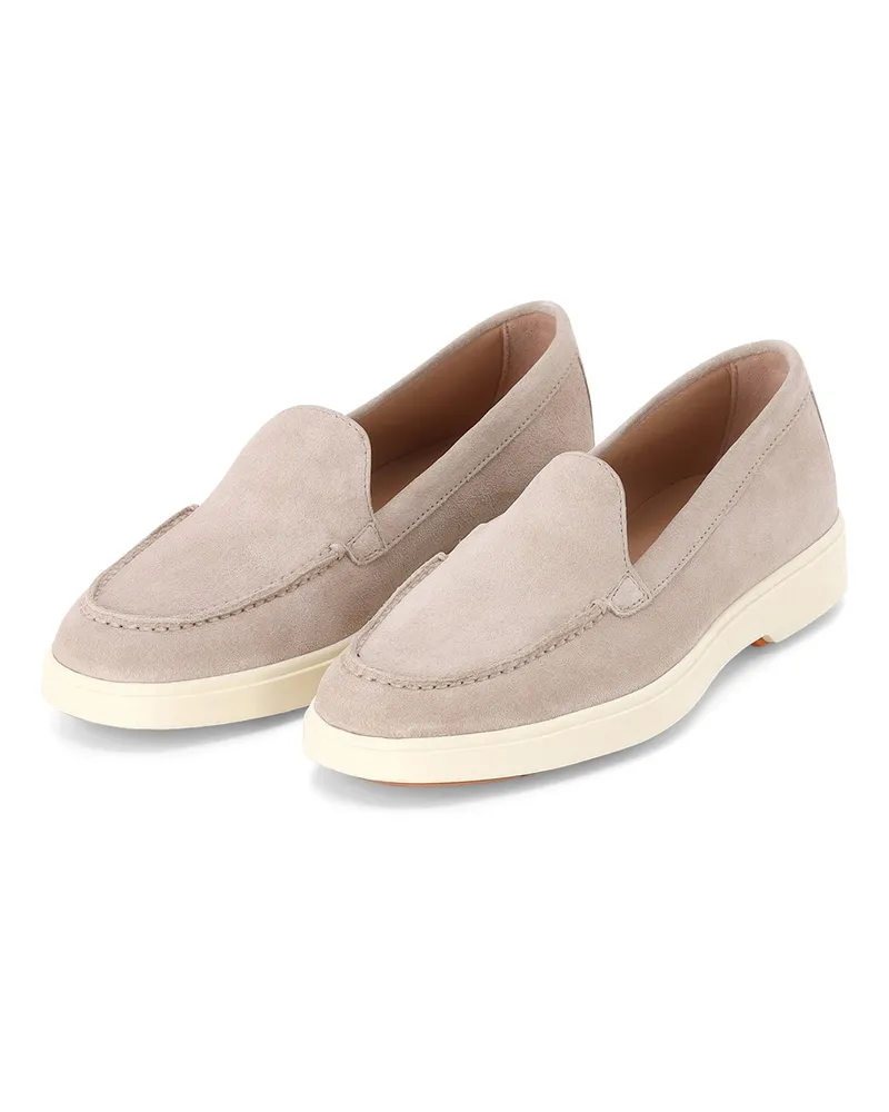 Santoni Loafer aus Veloursleder Beige