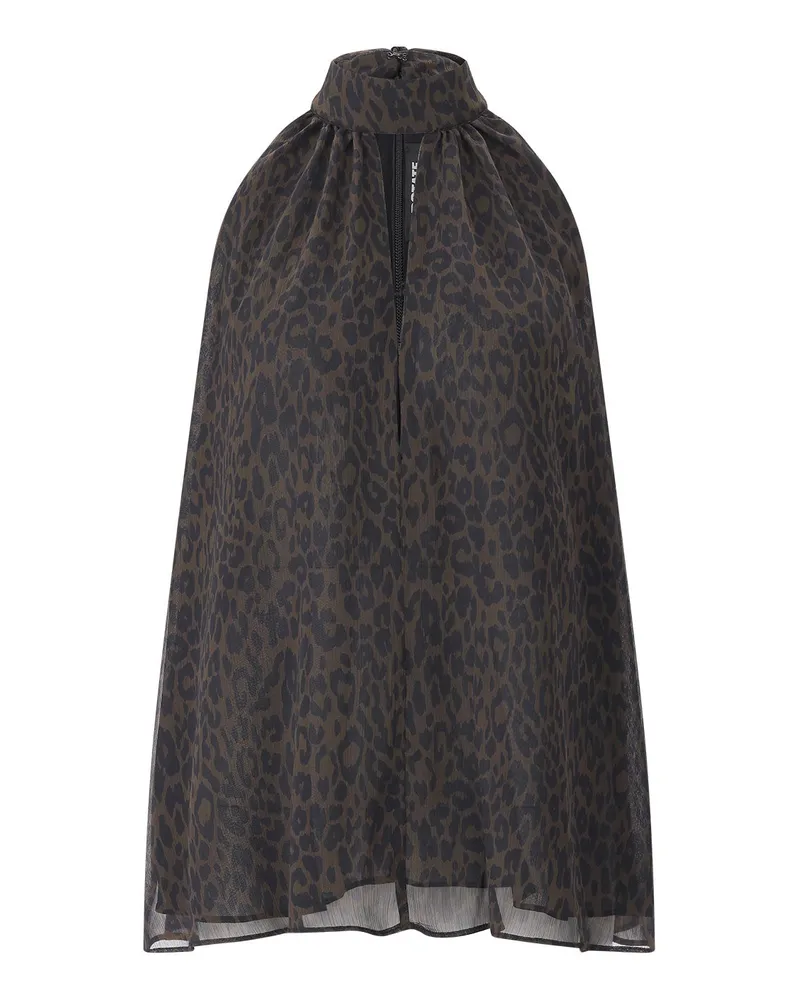 ROTATE Birger Christensen Top mit Animalprint Dunkelbraun