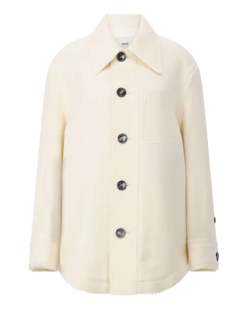 AMI Paris Oversized Jacke aus Schurwolle Creme