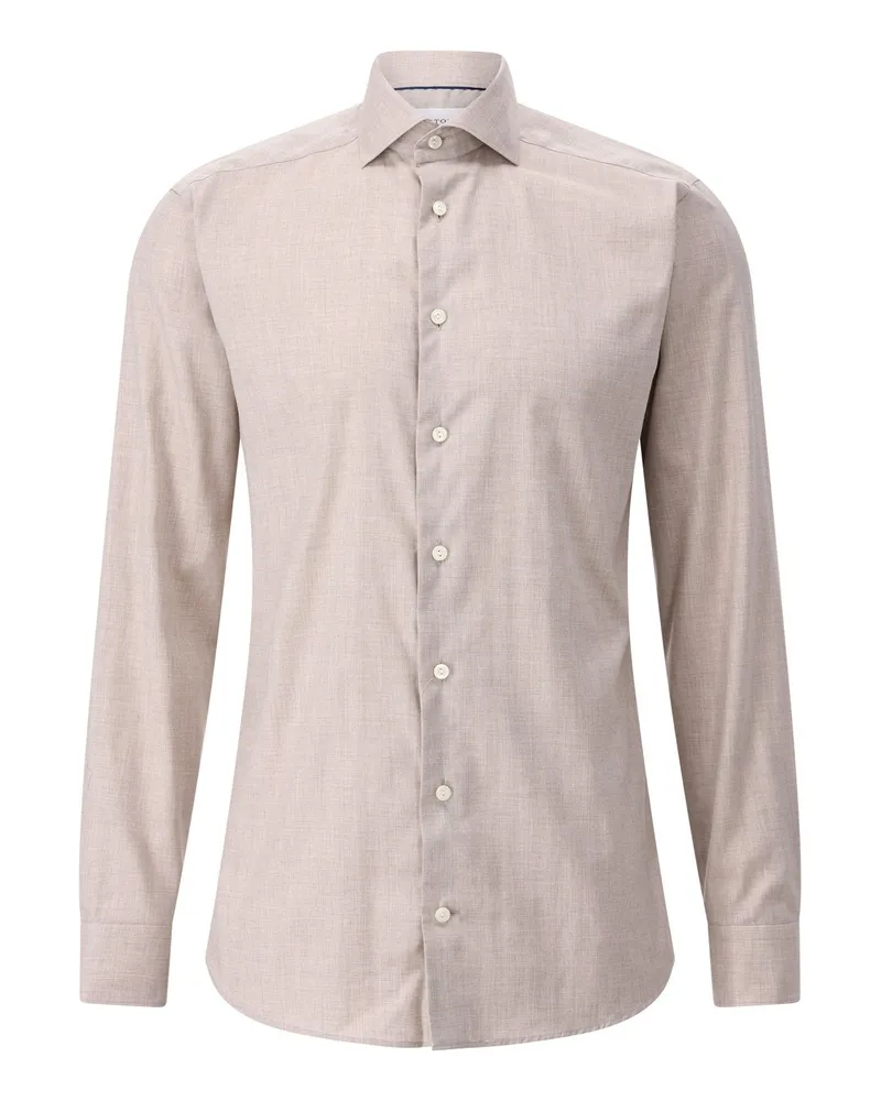 Eton Slim-Fit Flanellhemd aus Baumwolle Beige