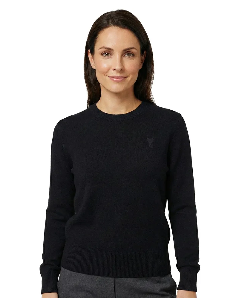 AMI Paris Pullover aus Merinowolle Schwarz