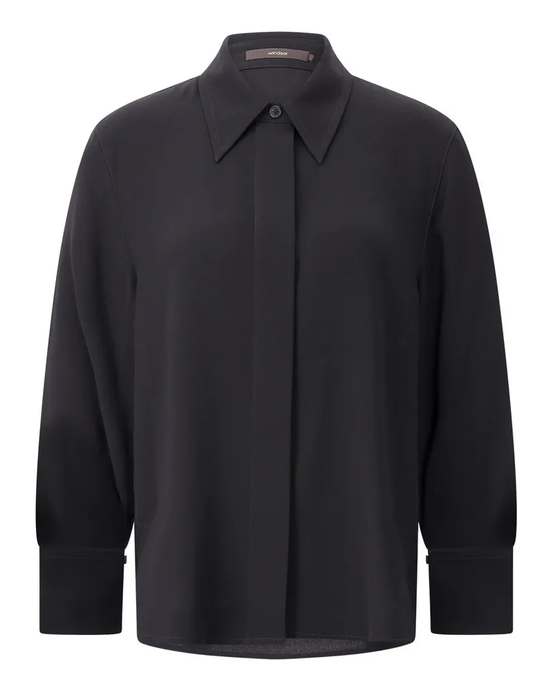 windsor. Hemdbluse mit Haifischkragen Schwarz